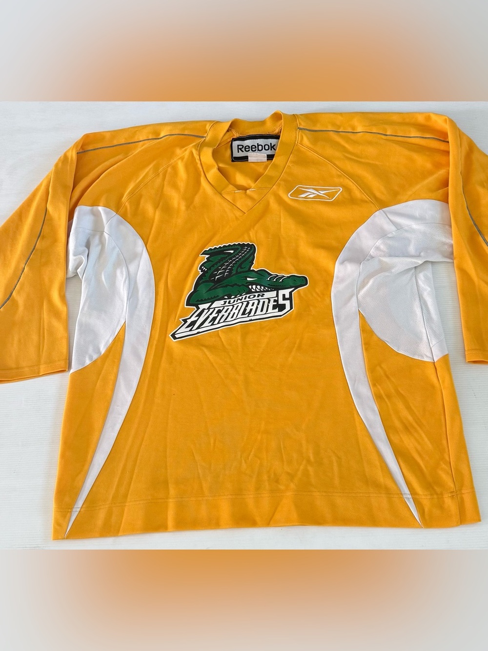 Reebok Yellow and White Junior Everblades Hockey Jersey Size XL
